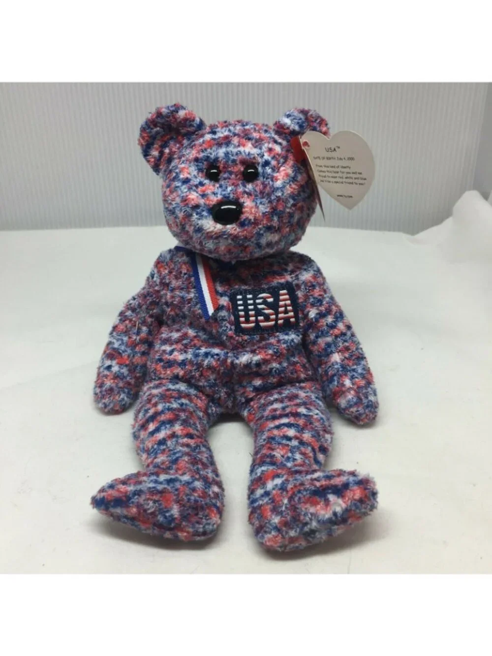 Ty Beanie Baby USA Bear Original Plush Stuffed Animal Retired W Tag July 4 2000